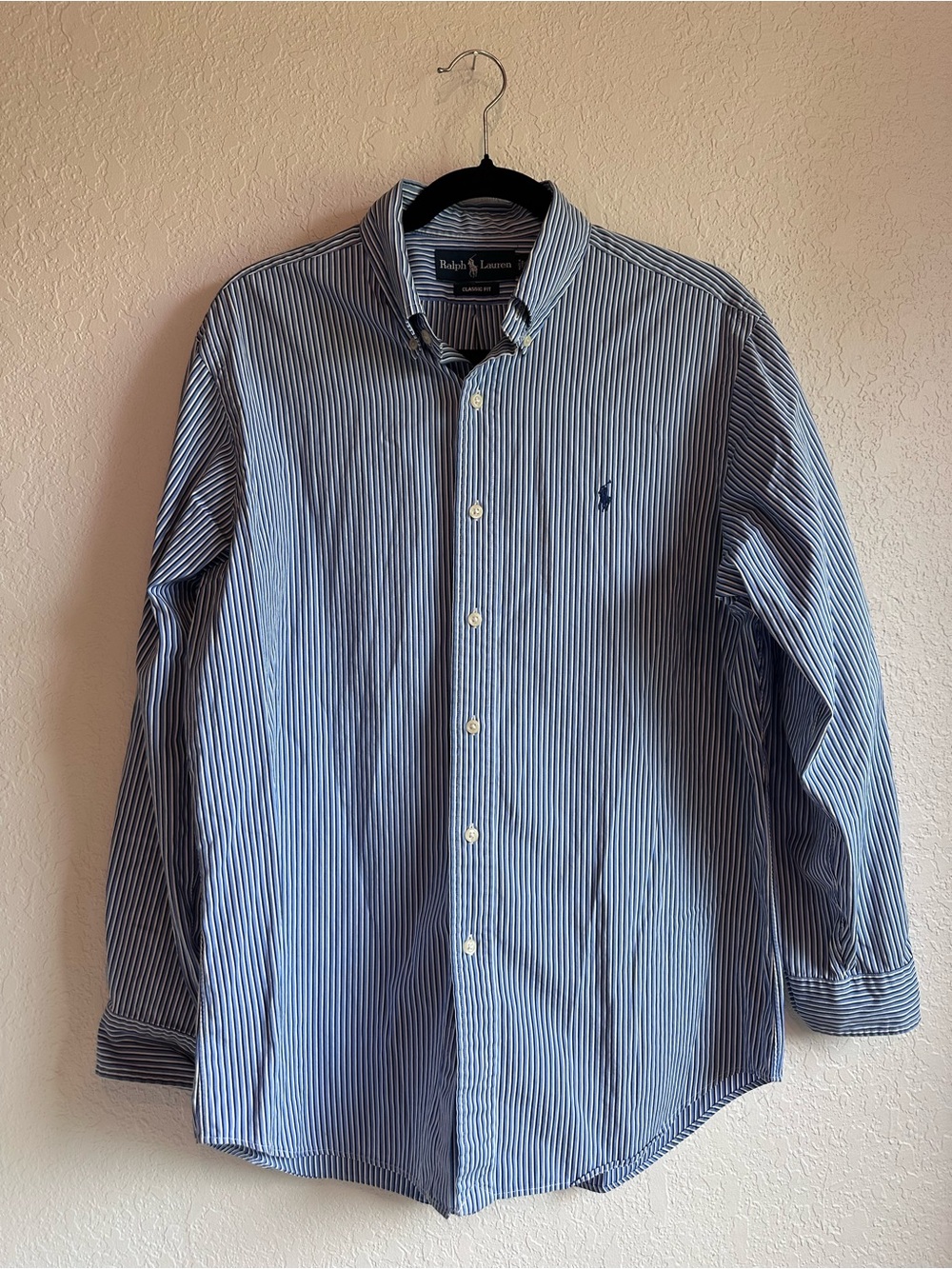 Ralph Lauren Men’s Navy and White Pinstripe Button-Down Shirt